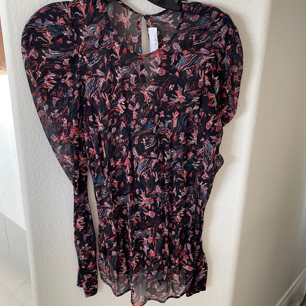IRO Black Lou Puff Sleeve Floral Print Top